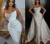 Błyszczące cekiny Suknia ślubna syrenka 2024 Księżniczka Sweetheart Beads Satin Sereia Bridal Suknie bez rękawiczek vestidos de noivas