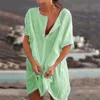 Women Beach Wear Women Wear Wee Womens Swimesuit Coperbocchi a manica corta Long 2021 Summer Casves Soldi Sold Colow-Up Blouse Plus D240507