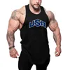 Tobs de débardeur masculine USA LETTRE DE BASKETBALL SLveless Shirt Gym Body Body Body Fitness Muscle Y-Back Coton Coton Breathable Loose Homme Vests Y240507