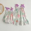 Famille Matching Tenues Summer NOUVEAUX filles vêtements de vêtements filles robe bébé sling sling smocking stitch princess girl robe Family Matching soeur tenue d240507