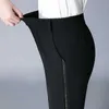 Damesbroek capris high-end mode Koreaanse lente nieuwe eenvoudige temperament casual zwarte brede poot broek vrouwen zakken los veelzijdige rechte broek Y240504