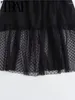 Robes de travail gal 2024 Femmes d'été sexy en dentelle noire chimière sans manches à manches manches semi-sheer mince jupe à pois