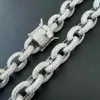 Aangepaste rapperketen 925 zilver 12 mm dikte Rolo Link Chain Iced Out Moissanite Hip Hop Chain