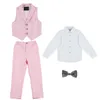 Jongens tienerjurk kinderen vest set multi color kleur chicy hosting piano performance kostuum (vest + broek + shirt + bowtie)