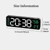 Clocks 9 Inch Plugin Use Large Digital Wall Clock Temperature Humidity Week 2 Alarm Auto Dimmer Snooze 12/24H DST Desk LED Alarm Clock