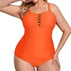 Women's Swimwear Women Plus Size Push Up Padded Bikini Swimsuit Training Athletic Sport Shirred Tank Vintage Red