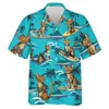 Herren lässige Hemden Harajuku Modetier Katze Hunde Grafik Strandhemden Hawaii Tier Hirte Chihuahua Frauen Blusen lässig Hawaiian Urlaubshemd Y240506
