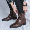 Nouvelle mode à lacets à lacets Motorcycle pour hommes de style britannique en cuir Habille Martin Winter Both Boots