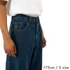 Pantalon masculin hip hop harajuku gros garçons jeans y2k skateboard pantalon gothique graphique broderie rétro haute taille sac jeans pour hommes pantalon j240507