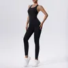 Al yoga jumpsuits dames bodysuit dance strakke ademende luchtoefening geïntegreerde heup-lift snel droog fitness pak mouwloze half zip tanktops lopende vest broeken