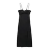 Abiti casual 2024 Bazaleas Party Black Black Ruched Long Domani sexy Midi senza schiena Summer Spaghetti Cinghie Night Officiale