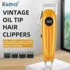 Saç düzeltici KEMEI Profesyonel LCD Ekran Saç Clipper Tüm Metal Erkekler Elektrikli Kablosuz Saç Döşemicisi 0mm Baldheaded T Blade Finish Saç Kesimi T240507