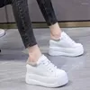 Chaussures décontractées en cuir authentique blanc pour femmes 2024 TRENDE HAUT HEEL PLATEFORME SALLAGE FEMME FEMME CEIN