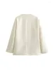 Costumes de femmes nlzgmsj 2024 femme veste en laine Blazer Coats poitrine simple Vintage O-cou d'automne hivernal causal élégant