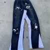 Y2K Streetwear Sweetpants Erkek Kadınlar Harajuku Hip Hop Mektup Deseni Baskı Sıradan Pantolon Siyah Drawstring Pantolon 240506