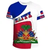 T-shirts voor heren oversized T-shirt 3D-geprinte landembleemvlag Caribbean Haïtiaanse retro straatkleding Casual korte mouwen T-shirtl2405