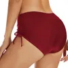 Vrouwen vintage hoge taille bikini bodem badkleding briefs strandkleding aan zijkant stropdas strikbaden zwembouten 2024