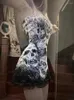 Lässige Kleider Harajuku Schädel Print Mini Tube Kleid Frauen Grunge y2k spitzen Patchwork sexy Rückenfreie gotische Schlank Robe Verband Vestitos