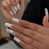 Uñas falsas de 24 piezas de ataúd de largo uñas falsas con clavos portátiles portátiles portátiles con uñas falsas con diamantes de imitación de ballet en las uñas Cubierta completa puntas de uñas T240507