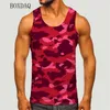 Mens Camoufiage Casual Sports Tanks Summer Summer Sleesess 3D Print Print Basic Vest Fitness Workout Running Man top