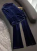 Женские брюки с двумя частями Осенние офисные женские бархатные костюмы высококачественные женские стройные трудовые наряды Blazer Juper