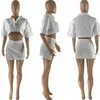 Robe en deux pièces Coton Cotton Linette blanche et mini jupes sexy en deux pièces Set pour femmes Summer 2021 Robe de sortie D18-DB20 T240507