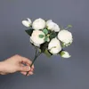 Fleurs décoratives couronnes chaudes vendant 1pcs rose rose bouquet de soie pivoine fleur artificielle 5 grosse tête 4 petits bourgeons de maison de mariage décoration de mariage cadeau cadeau