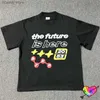 T-shirts masculins 2024SS Yellow Star Broken Planet t Men Women the Future est ici T-shirt en mousse imprimé espace court SEVE H240507