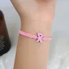 Strand Pink Ribbon Charme Armband Brustkrebserkrankungen Bewusstsein Armbänder Glaube Mut Stärke Inspirierender Armreifen Schmuck Schmuck