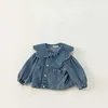 Ceketler Kore tarzı İlkbahar/Yaz/Sonbahar Çocuk Denim Ceket ile Piled Yaka Uzun Kollu Moda Versiyonu Giyim E82075 H240507