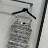 428 2024 Milan Runway Dress Spring Summer Mouwloze jurken Tweed Damesjurk Mode Hoogwaardige E468
