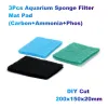 Accesorios 3 PCS Padera de filtro de esponja del acuario (carbono+amoníaco+fos) Corte de bricolaje para colgar/top/tanque/sistema de filtración (200x150x20 mm)