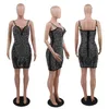 Vestidos sexy urbanos Anjamanor Sexy Glitter Rhinestones Mesh Dress Women Women Wear Party Roupe