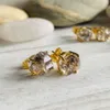 Herkimer Diamond Raw Orees OreadsherKimer Gemstone Studsraw 925 Boucles d'oreilles en argent sterling