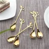 Personalità inossidabile cucchiai in acciaio in acciaio oro cucchiaio foglia cucchiaio cucchiaio da tè cucchiaio da tè ristorante dessert