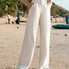 Summerskie spodnie w talii kobiety Koreańska moda bawełniana bawełniana szerokie nogi pantelones solidne luźne luźne sporne sporty s-3xl 240420
