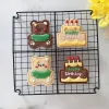 Molds Cake Cookie Cutters Stamps Stempel gelukkige verjaardag schattig beren koekje mal glazuur koekje schimmel fondant cake mal bakgereedschap