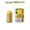 Savage vape Puff vape 10000 10k Puffs 25ml Disponível E Cigarro Fluxo de ar ajustável 2% 3% 5% 10 sabores carrinho de sabor preenchido bobina de malha de dispositivo 650mAh caneta de bateria
