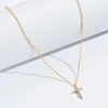 Chaînes Collier pendentif Corss Crystal Simple pour femmes Cadeaux de bijoux de chaîne de clavicule de mode