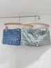 Tank da donna in denim canotte corti top slim patchwork design super sexy a petto singolo camis 2024 moda estiva 29l7350