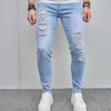 Jeans masculin Spring Fashion Ripped Men Skinny Jeans pantalon pour hommes trous décontracté mâle extensible crayon pantalon denim y240507