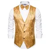 Wine Red Jacquard Pak Vest Heren Business Banquet Wedding Party Bruidegom Jurk Tops Maat XXLS 240507