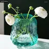 Vases Vases en verre vert transparent / gris Vase hydroponique Pots de fleurs décoratives Fleurs artificielles Décoration de bureau floral décoration intérieure