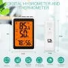 Giełki termometr zewnętrzny higrometr Home bezprzewodowy cyfrowy termometr manom wilgotność Monitor temperatury z czujnikami 3PCS