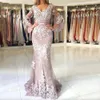 Elegant Mermaid Lace Mother Of The Bride Dresses V Neck Long Sleeves Wedding Guest Dress Floor Length Appliqued Evening Gowns BC18789