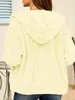 Outerwear Plus Size Casual Coat Women's Solid Teddy Fleece Hooded Drawstring Long Sleeve Zip Up