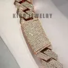 Roségold Hip Hop Custom Halskette VVS 26 mm breit schwerer Stecker Setting Moissanite Cuban Link Kette