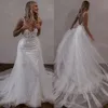 Appliken Spaghetti Meerjungfrau Vintage Kleider Spitzen Hochzeitskleid Überrücken Rückenfreier Robe de Mariee Brautkleider