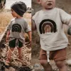 Peuter Kid Baby Baby Boys Klees Summer Top Kort Mouw katoenen T -shirt Loose baby regenboog ijs T -shirt Childrens Outfits 240506