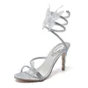 Chaussures habillées 2024 Luxury Luxury Femme Rhingestone Butterfly Silver Abricot Fashion High Heel Sandals Banquet de mariage